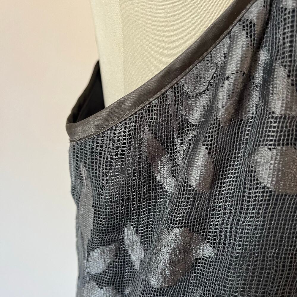 Sue Wong Gray Lace Maxi Dress Sz L Boho Whimsigoth Witchy Prom Wedding Guest - Picture 3 of 12